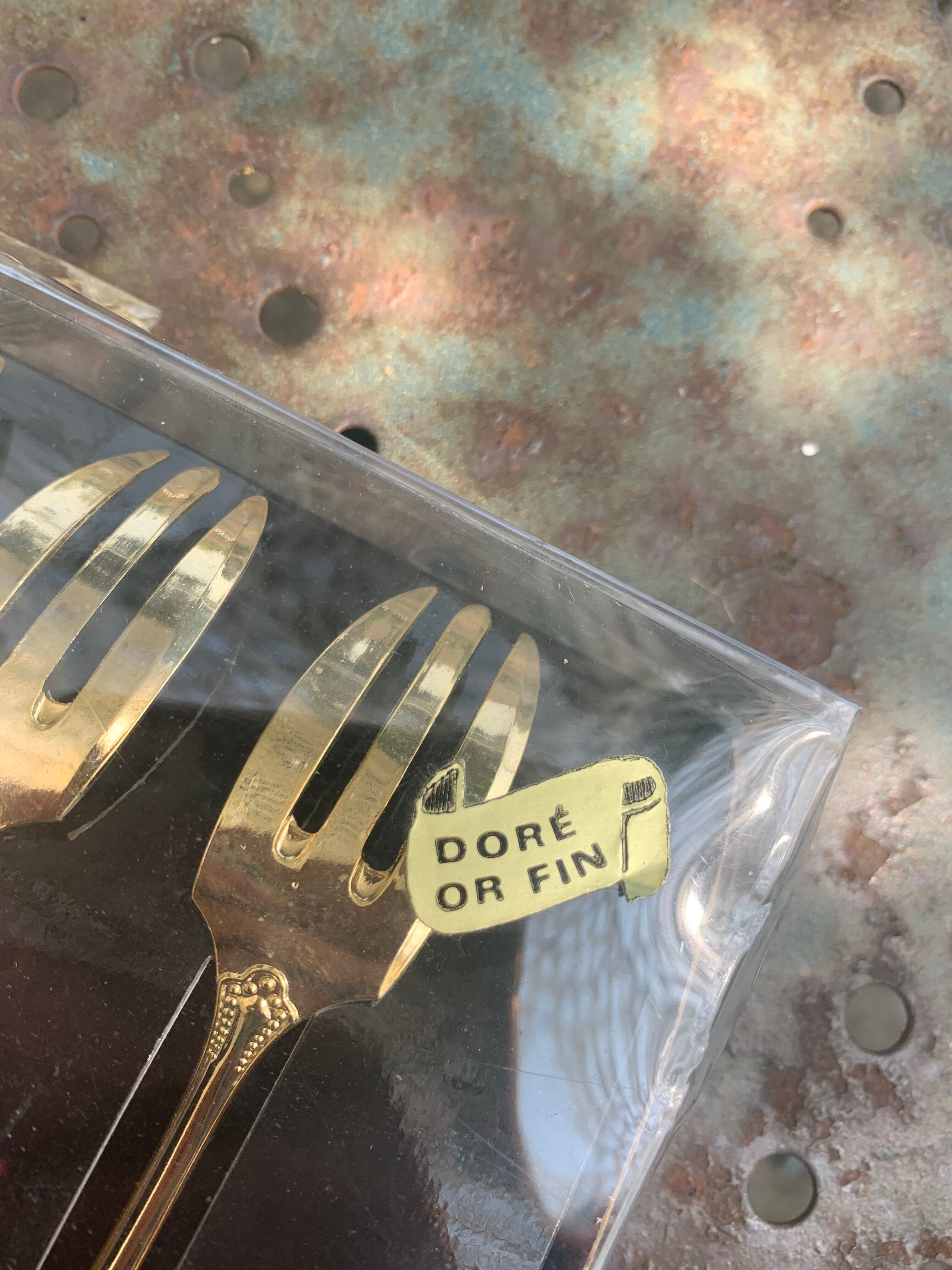 6 small forks in gold gilded with fine vintage gold