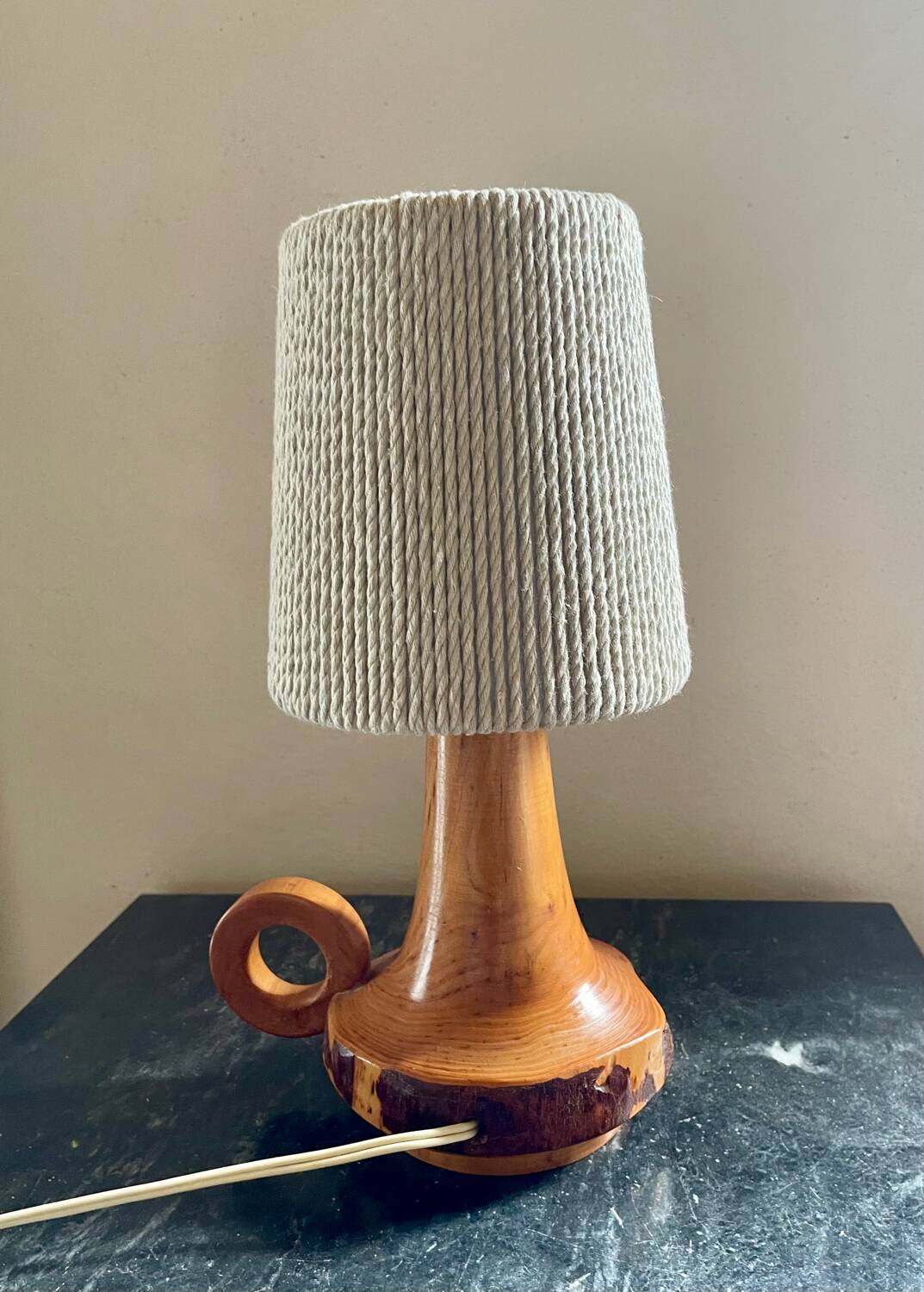 Vintage wood and cotton lamp
