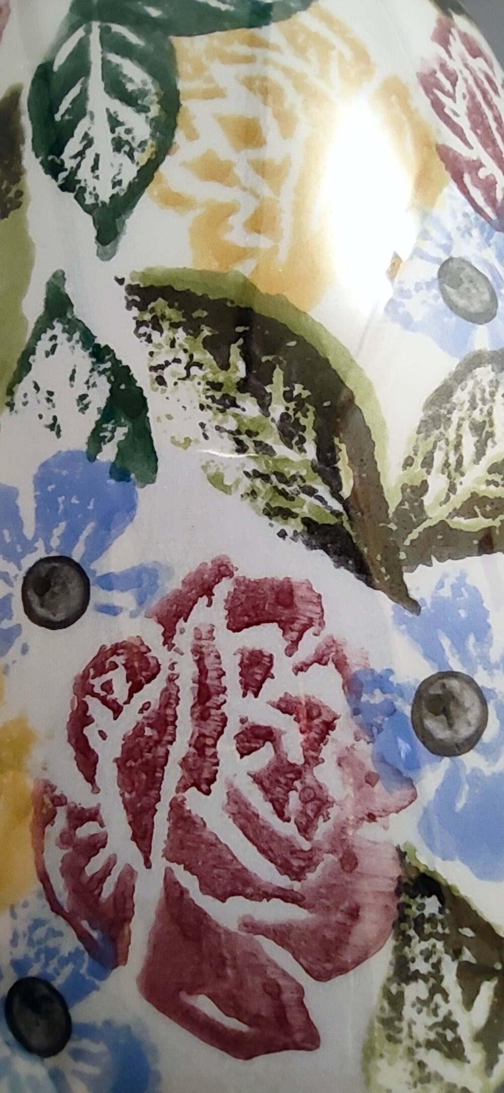 Painted Porcelain Flower Vase by Bassano with a Floral Pattern, Italy