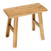 Mini banc vintage fait main en teck - 30 x 16 x H 30 cm