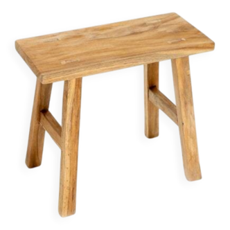 Vintage handmade teak mini bench - 30 x 16 x H 30 cm