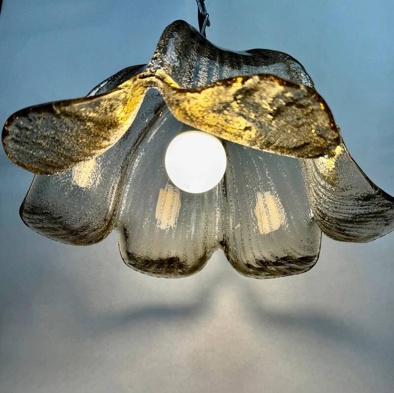 Vintage Briloner Leuchten pendant light, smoke grey bubble glass, 1970