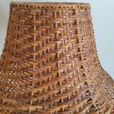 Stoneware and rattan lamp