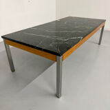 Vintage 1960s Italian design green marble and metal coffee table.