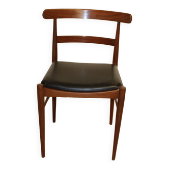 Chaise de bureau vintage en teck et simili cuir 1960 Danemark