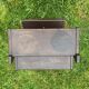Old Scandinavian style magazine rack in dark wood with integrated brass ashtray