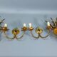 Pair of Hollywood Regency Style Gilt Metal Double-Arm Wheat Sconces, 1970s