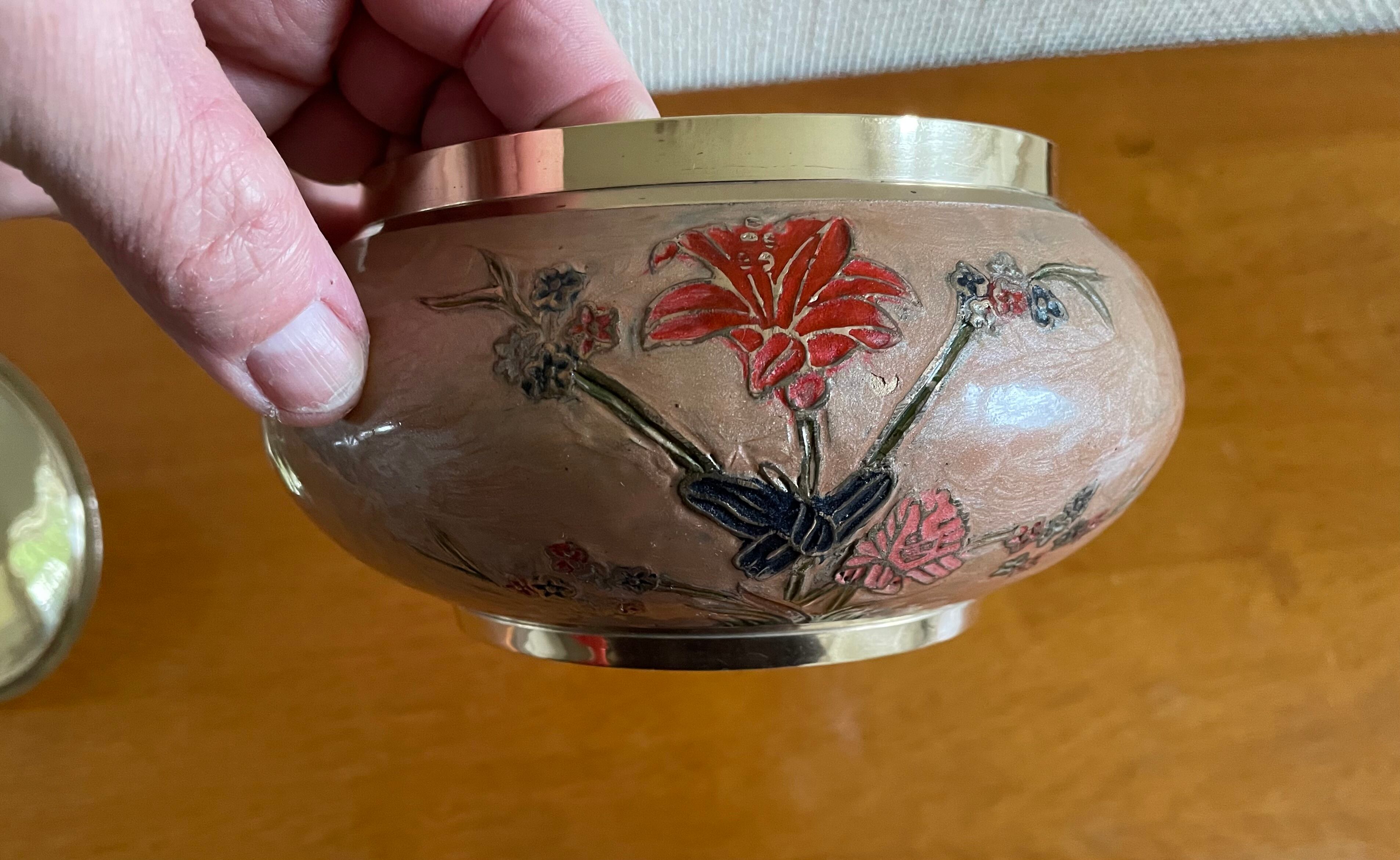 Cloisonné enamel candy box 70s