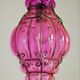 Beautiful Shaded Deep Pink  Murano Blown Glass Wrought Iron Ceiling Light
