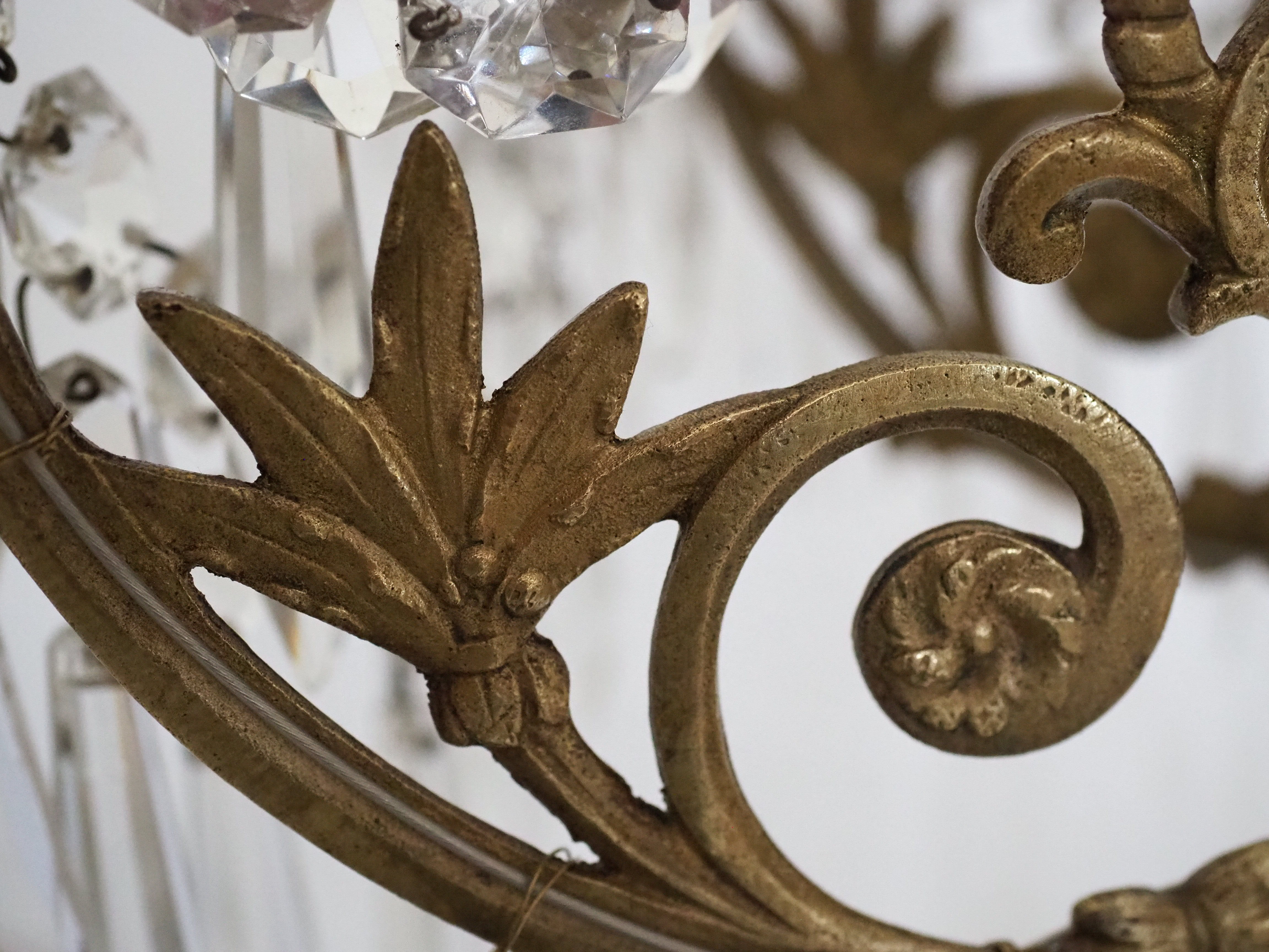 Napoleon III chandelier with crystal pendants, signed Portieux 19th century