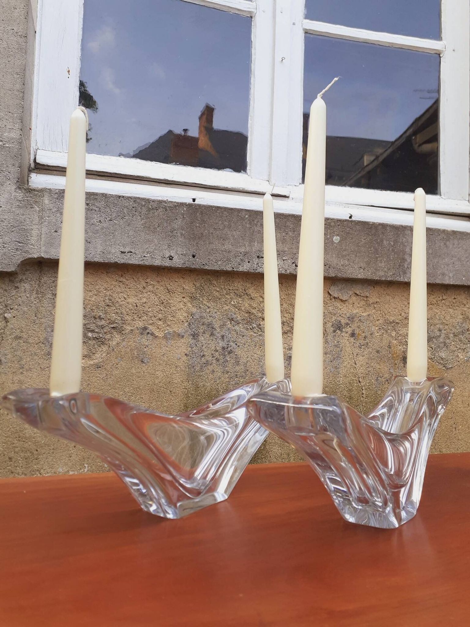 Paire de coupes/ Bougeoirs cristal de Daum