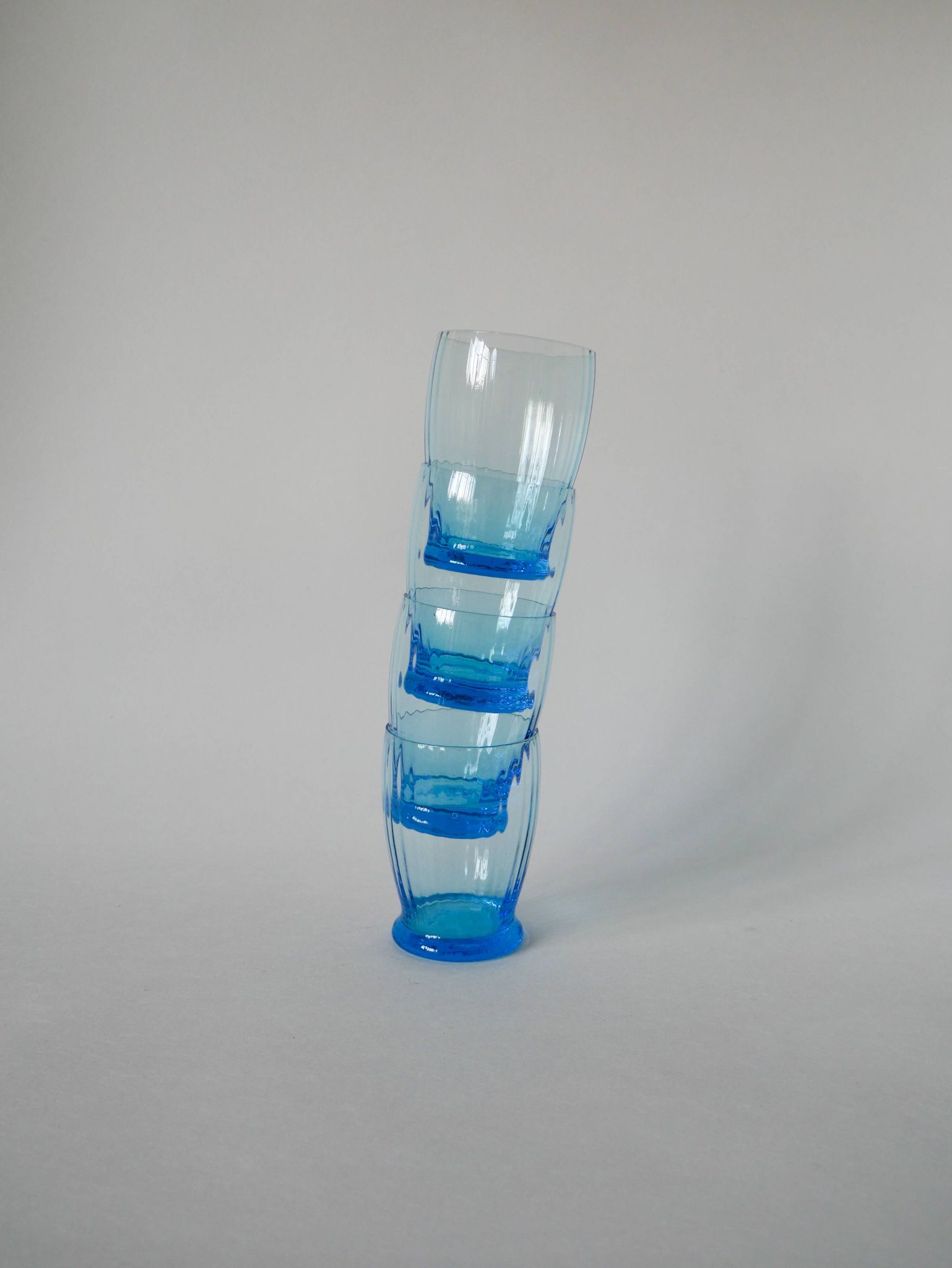 set of 4 art deco turquoise water glasses 1930