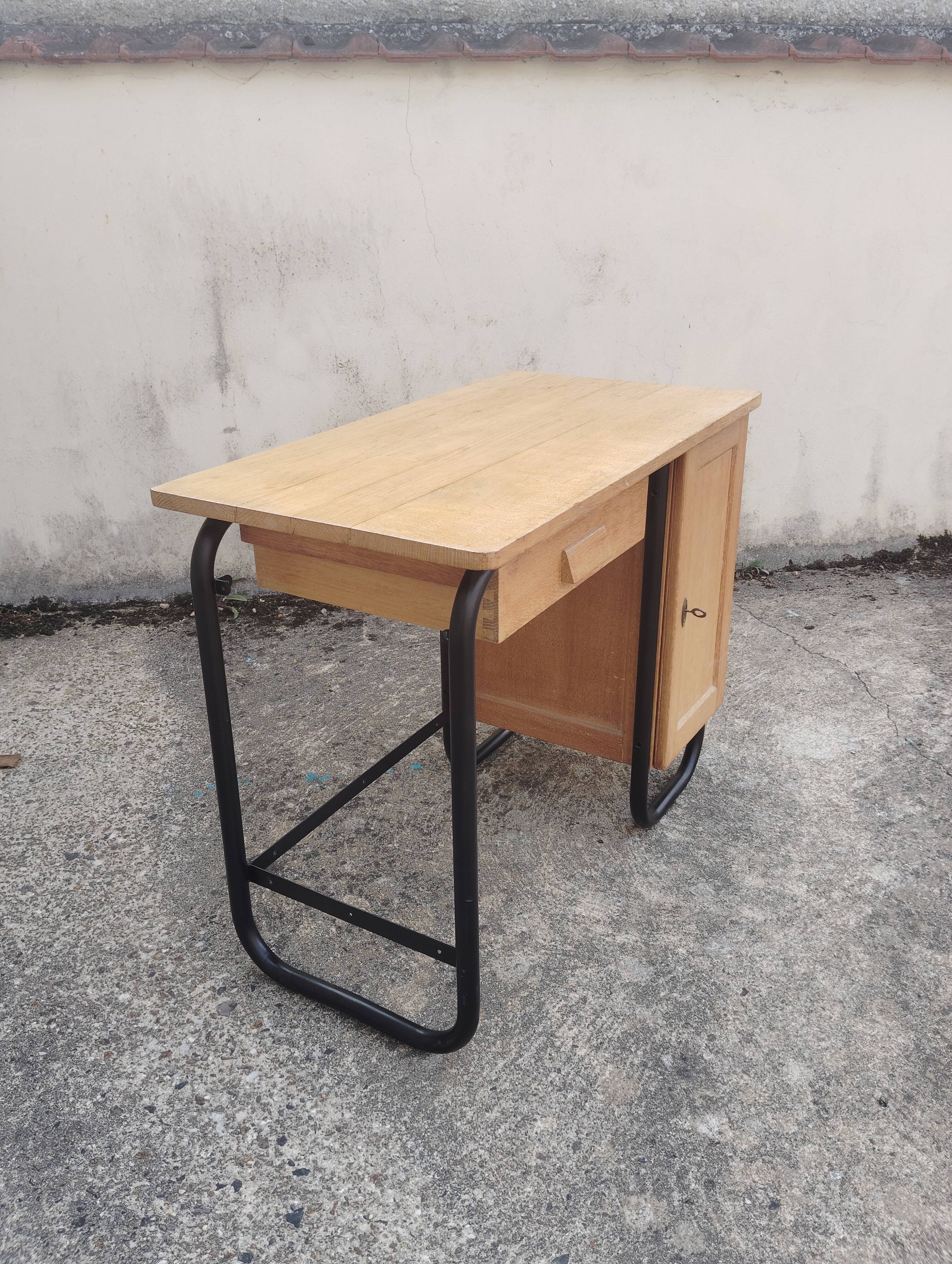 1950s desk in wood and tubular metal