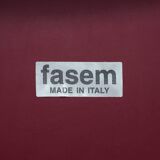 chairs in burgundy leather, Fasem, 1980s
