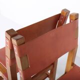 Set of 6 chairs in elm and leather Maison Regain edition