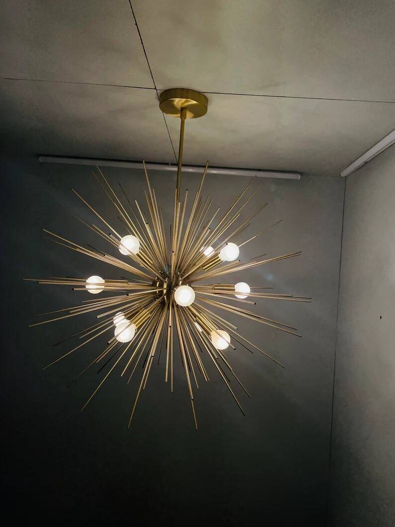 Beautiful mid century handmade urchin chandelier sputnik modern brass ceiling light fixture