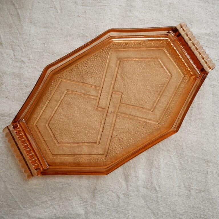 Lot de 3 plateaux en verre orange