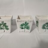 White sandstone pots decoration leaves Lot of 3