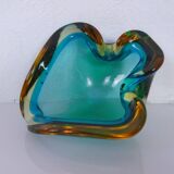 Brown & Turquoise Sommerso Murano Glass Ashtray, Italy, 1960s