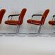 4 "space age" armchairs, chrome steel base