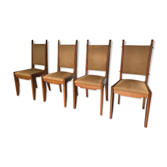 Série de 4 chaises Guillerme et Chambron en chêne