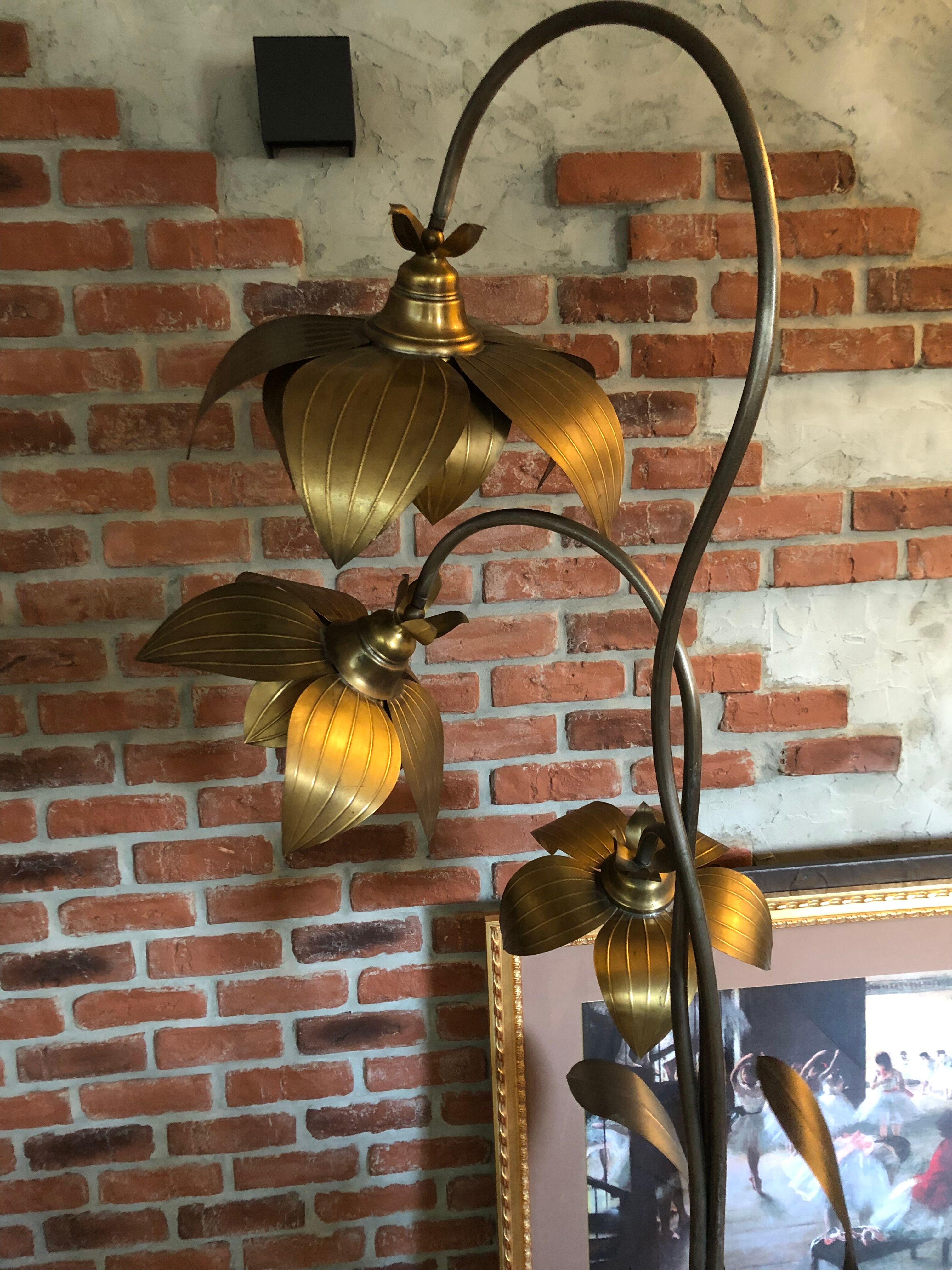 Lampadaire fleurs et plante lampe de plancher de fleur - design années 70
