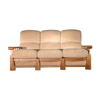 Maison Regain solid elm sofa, vintage 1980s