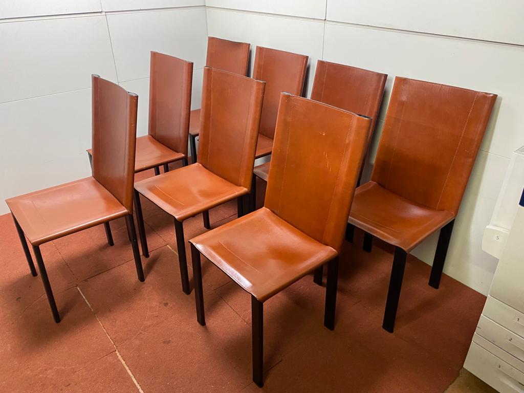 Chair Coral Mattéo Grassi in brown leather