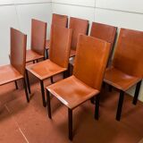 Chair Coral Mattéo Grassi in brown leather