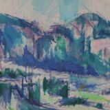 Original Swedish oil on canvas – “Landscape” by Sture Ekengren – vintage & framed – 63 × 74 cm