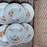 Set of 6 small plates with orange flowers