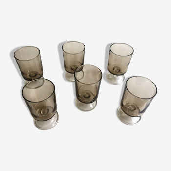 6 verres à vin ou eau luminarc fumé noir vintage 70