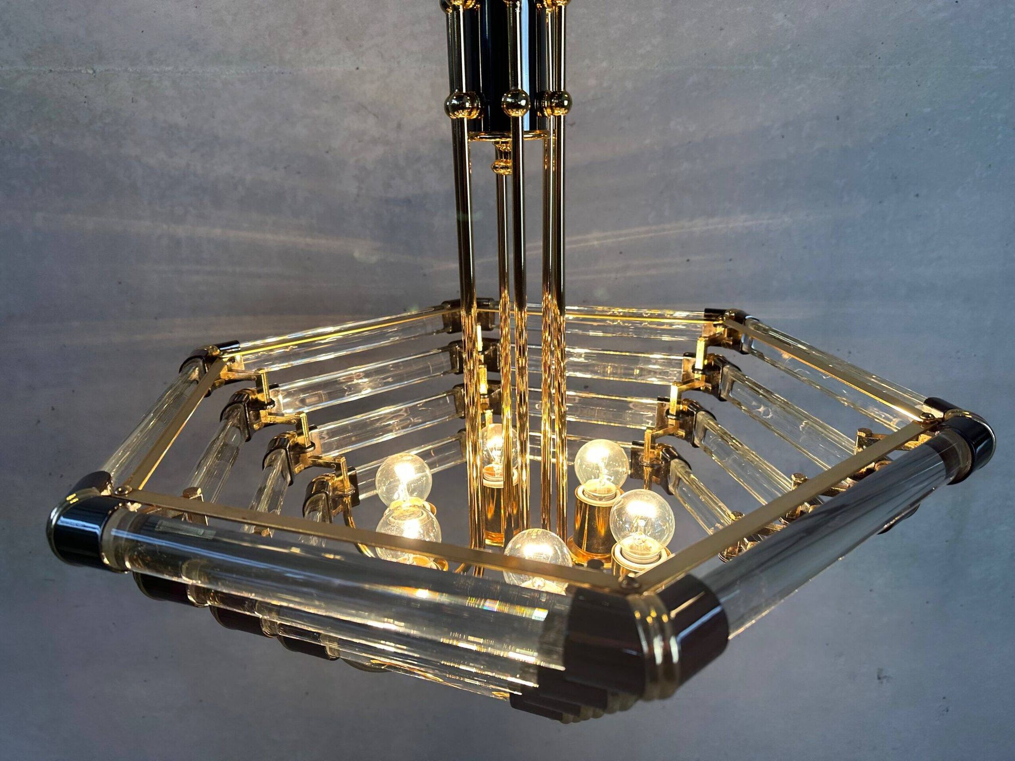 Vintage Bakalowits & Sohne black/gold hexagon chandelier