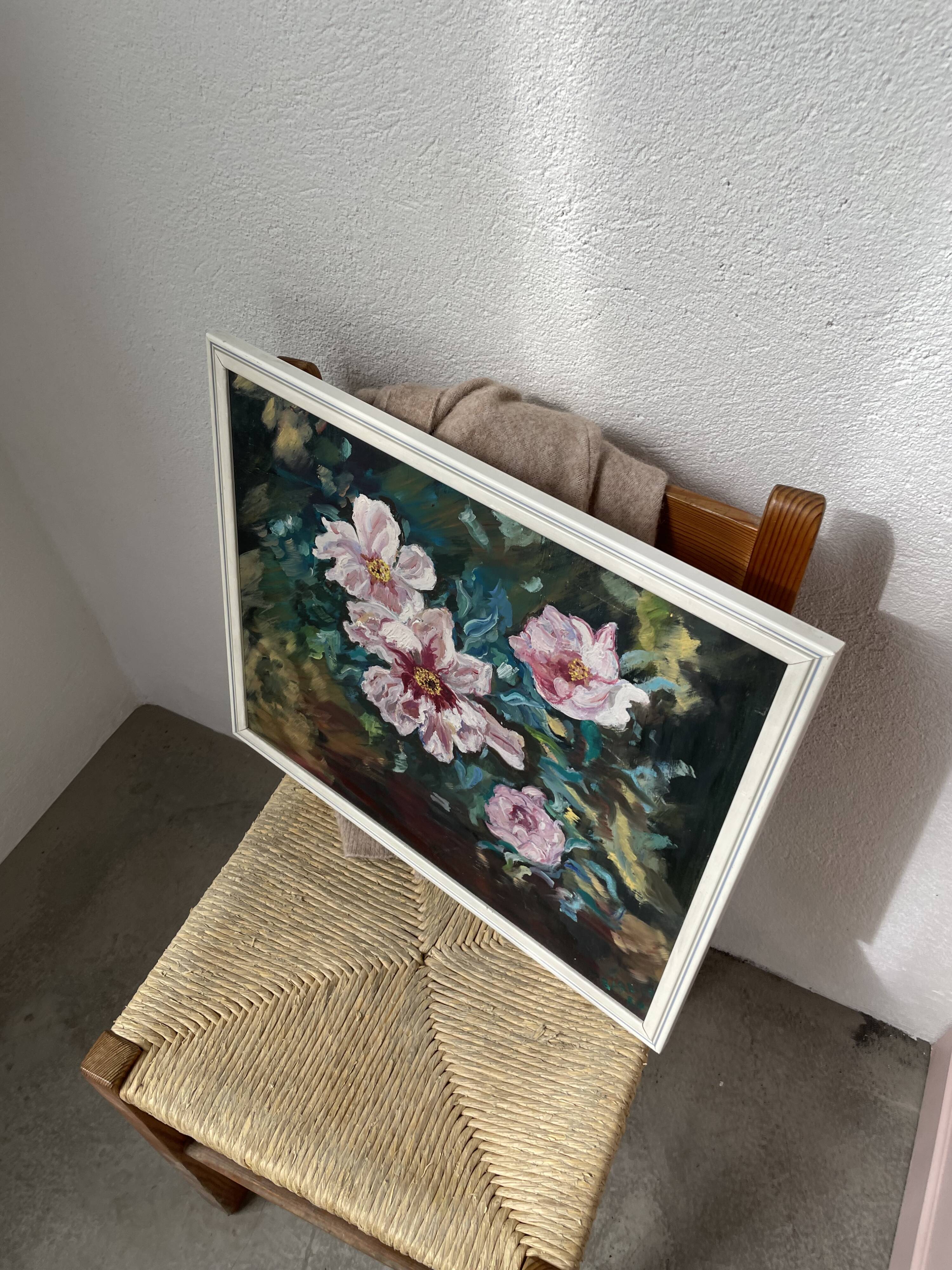 Oil canvas on wood flowers