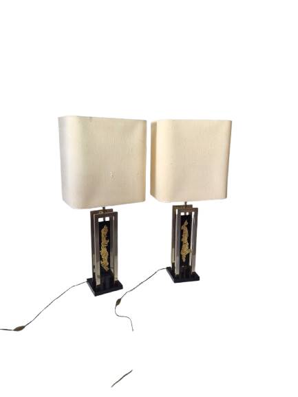 Important pair of lamps 1970, Philippe Cheverny