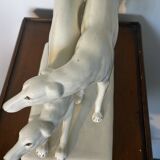 Paire de Barzoi - Lévriers blancs - céramique Art-Deco
