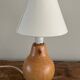 vintage wooden lamp small model with fabric shade 80's design