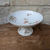 Ancien plat de service compotier sur piédouche en porcelaine de Limoges
