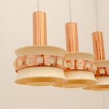 Vintage hanging lamp with three cut glass lampshades, Kamenický Šenov, 1970´s