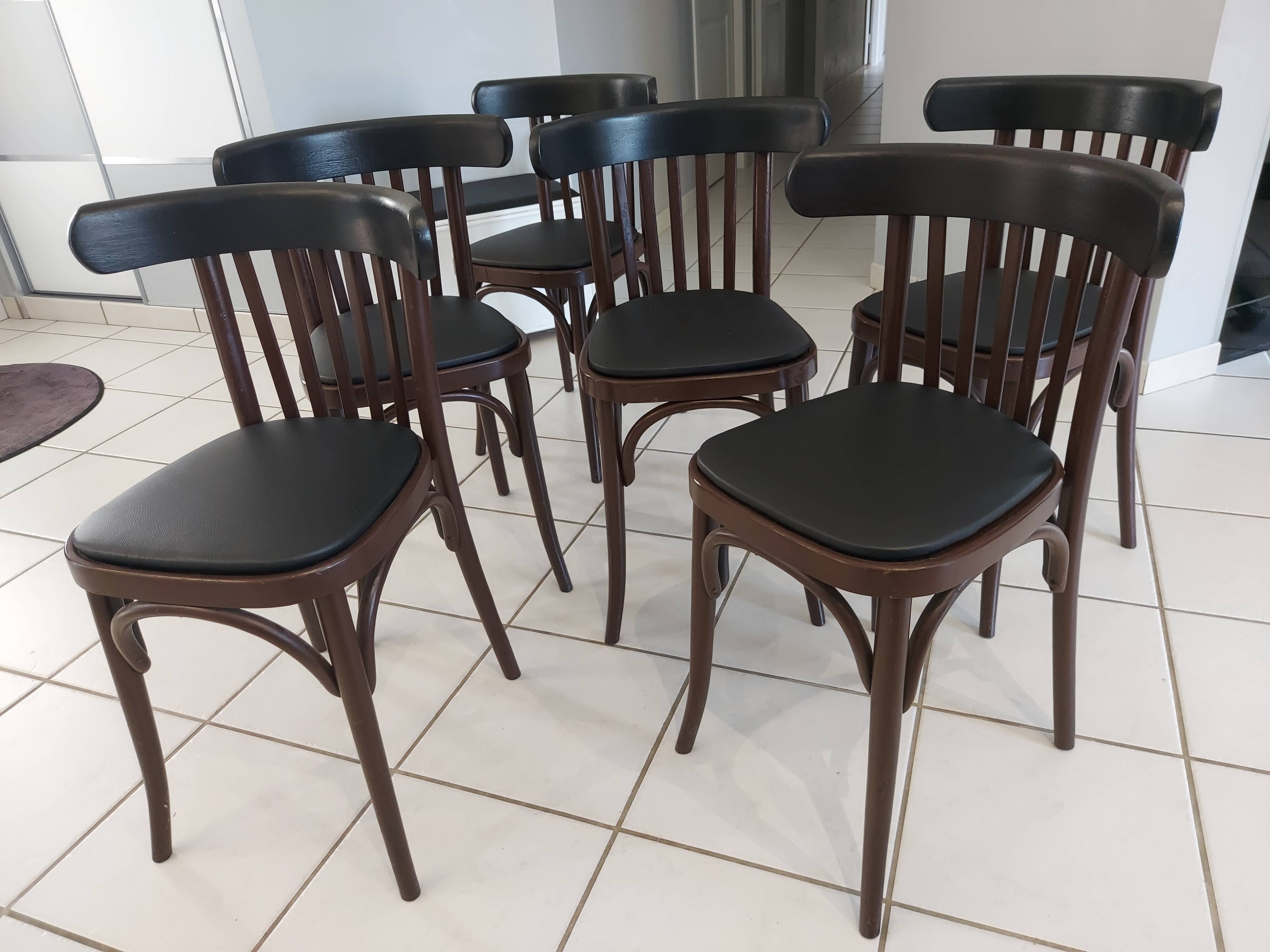 Suite of 6 chairs of vintage bistrot 1960