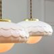 Mid-Century Italian Ceramic & Brass Pendant Lamps, Set of 2