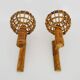 Pair of bamboo rattan lantern wall lights. 50s 60s