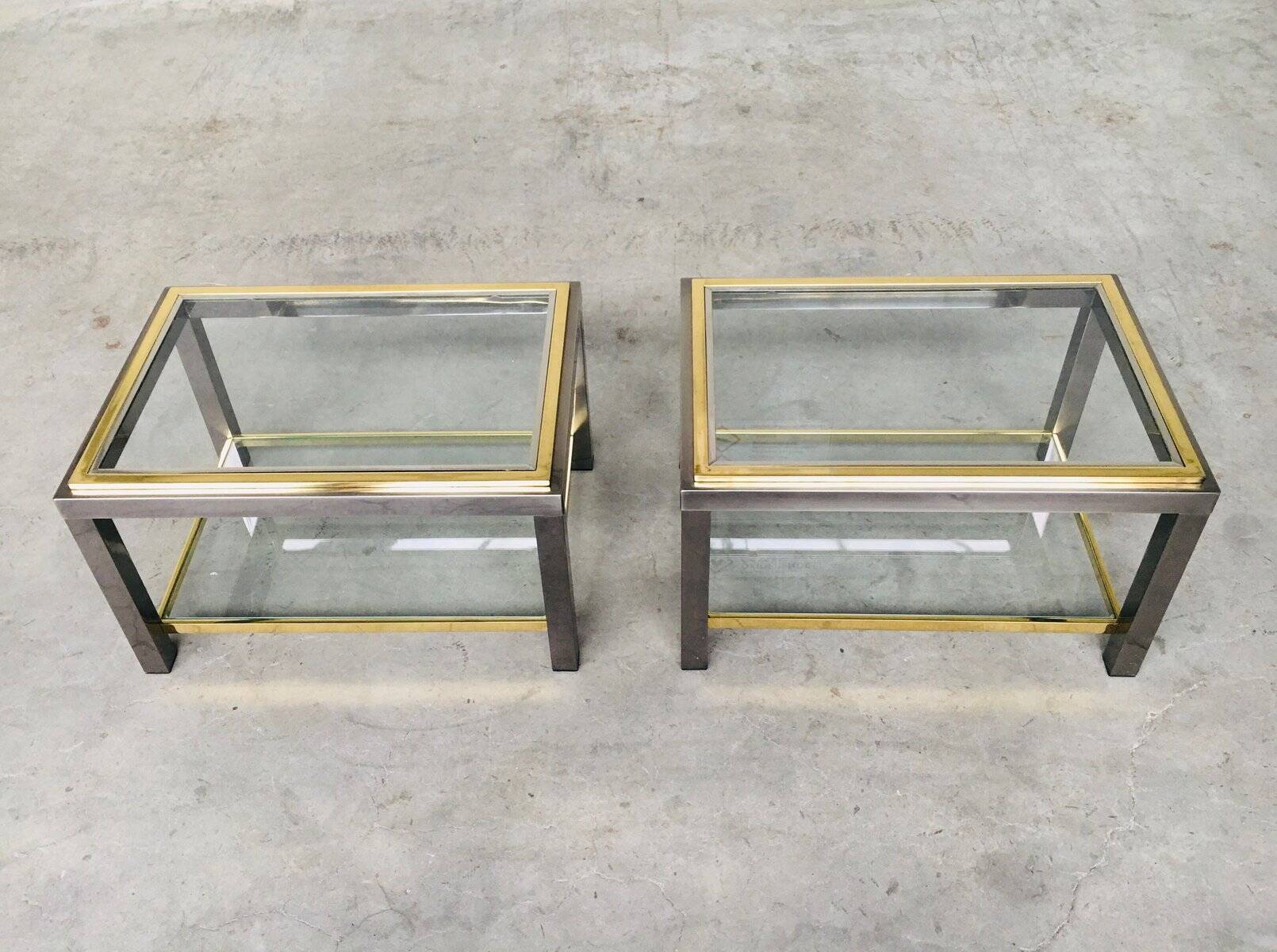 Hollywood Regency Two-Tier Sofa End Tables, 1970s, Set of 2