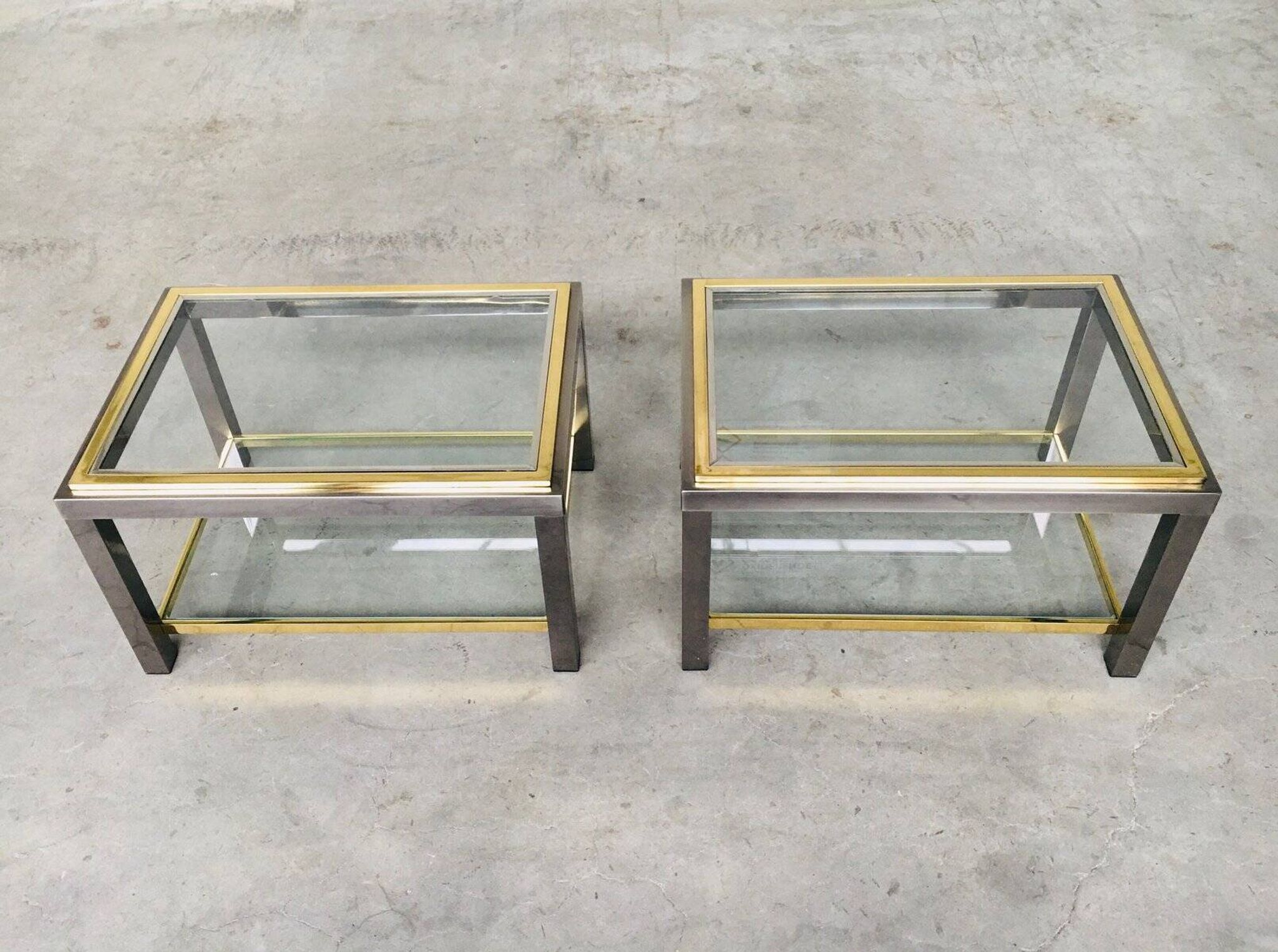Hollywood Regency Two-Tier Sofa End Tables, 1970s, Set of 2