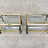 Hollywood Regency Two-Tier Sofa End Tables, 1970s, Set of 2