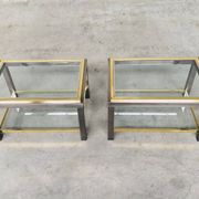 Hollywood Regency Two-Tier Sofa End Tables, 1970s, Set of 2