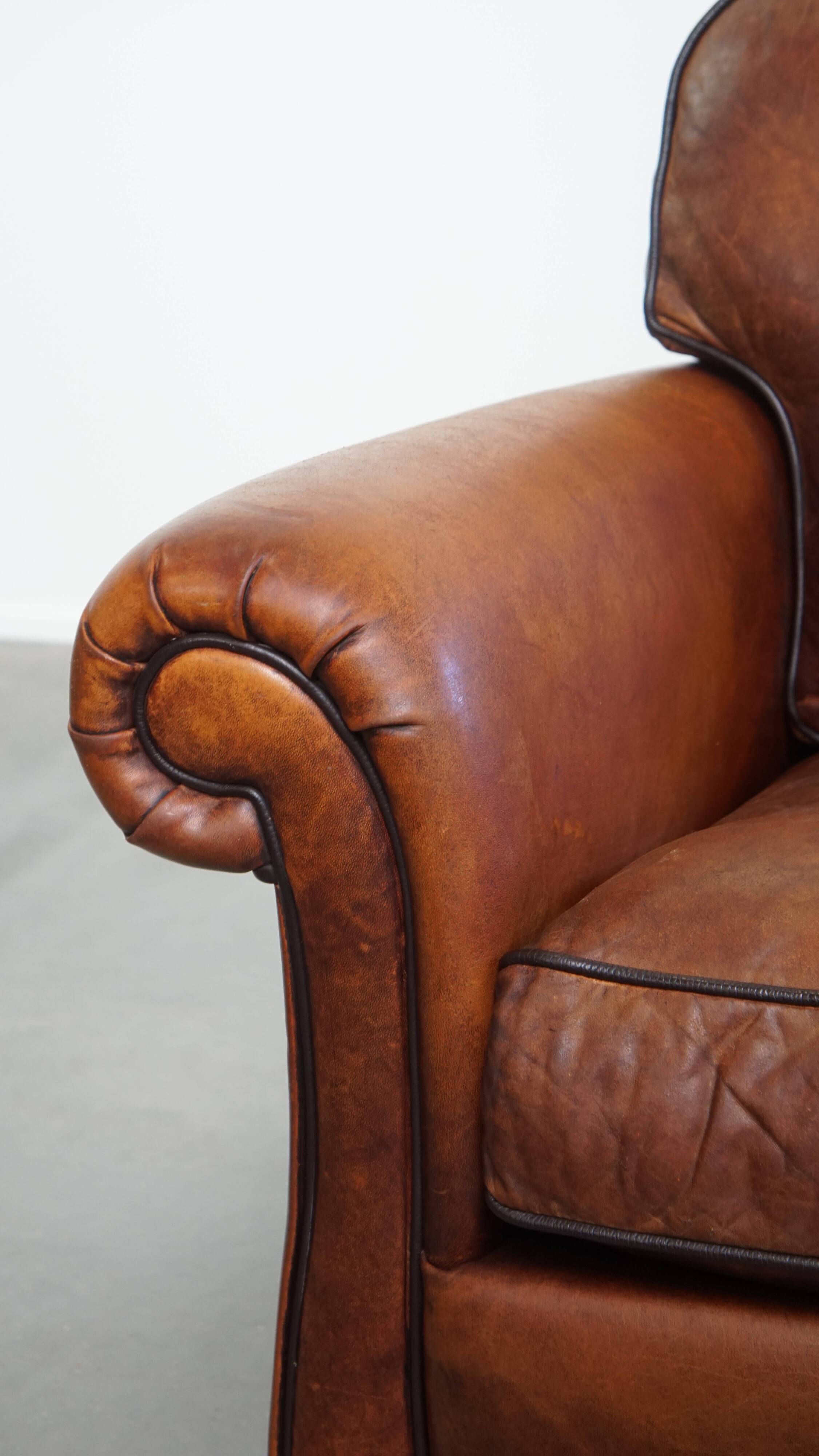Fauteuil en cuir de mouton de style anglais