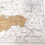 Old map of Austria, Czechoslovakia, Hungary 43x43cm from 1950