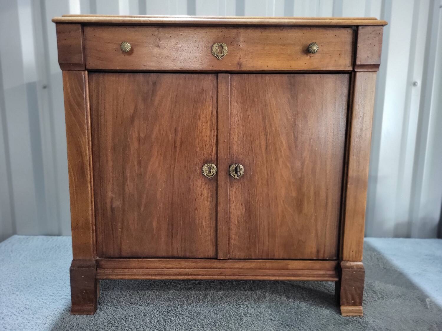 Directoire style sideboard with trompe l'oeil drawer in solid wood