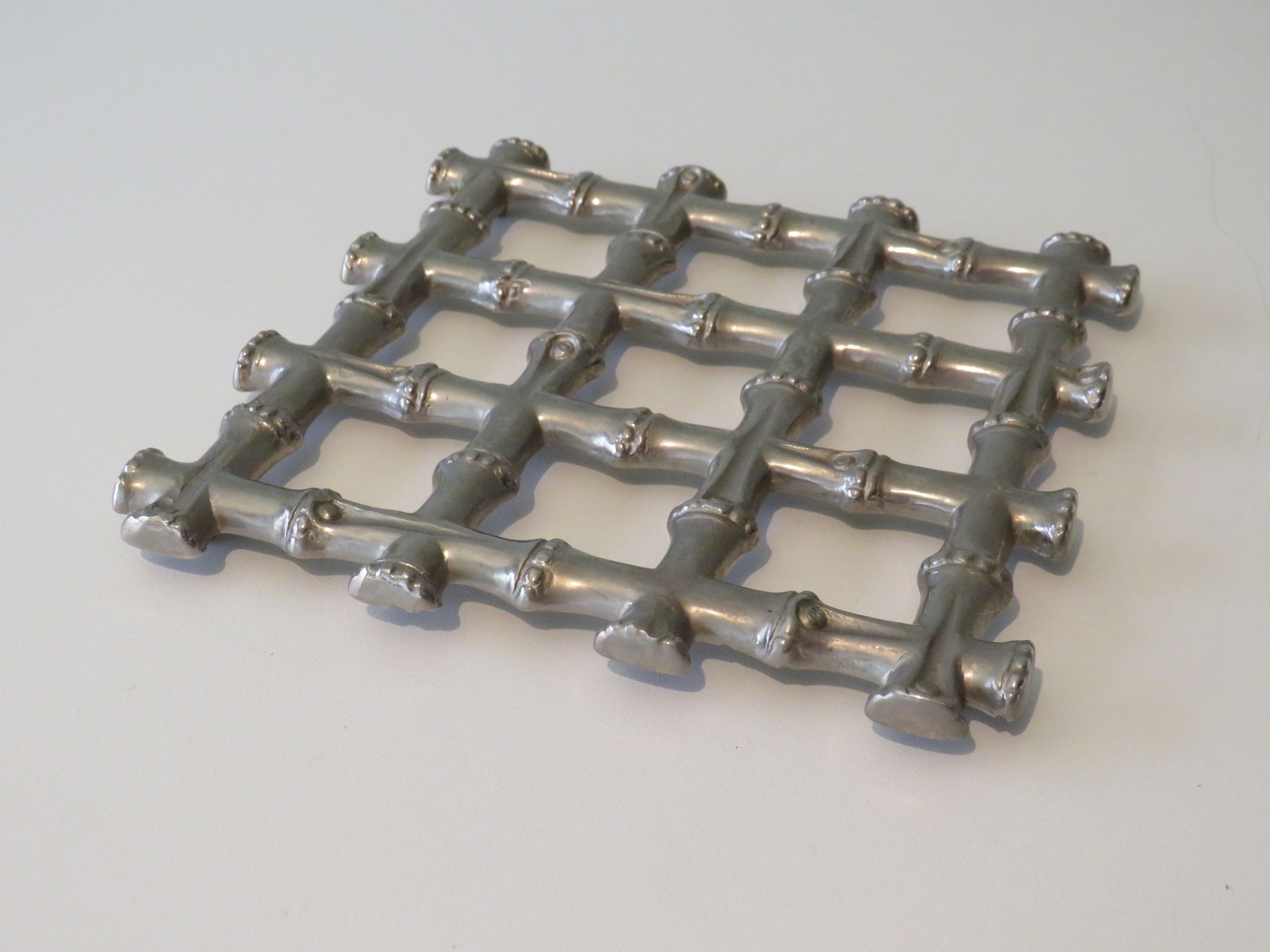 Vintage faux bamboo trivet, Hollywood Regency style